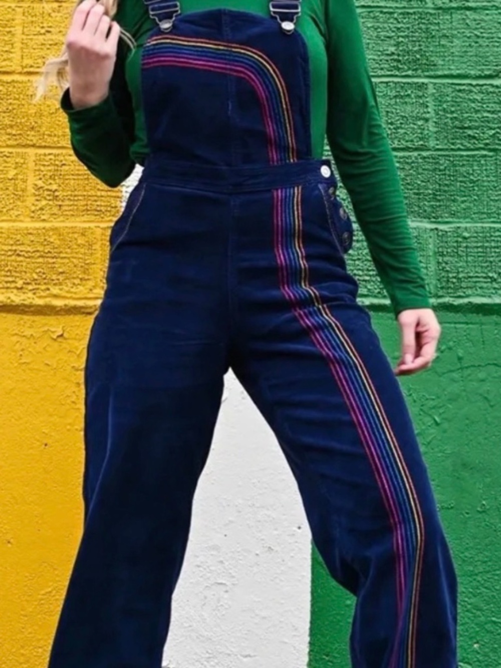 NWT ModCloth Rainbow With Me Corduroy Overalls Women's Size 8 6